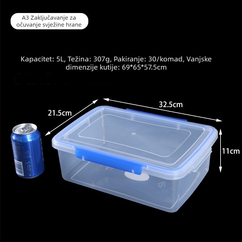 Plastična kutija za hranu s čvrstim poklopcem, kvadratna i prozirna, mikrovalno sigurna, kapacitet 1–5 L
