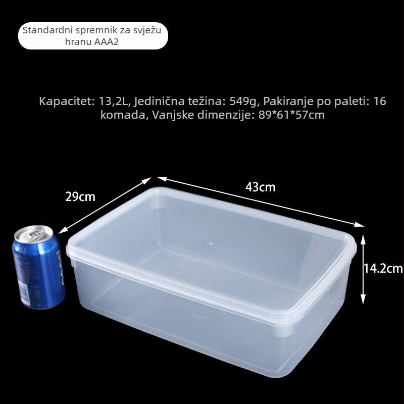 Plastična kutija za hranu s čvrstim poklopcem, kvadratna i prozirna, mikrovalno sigurna, kapacitet 1–5 L