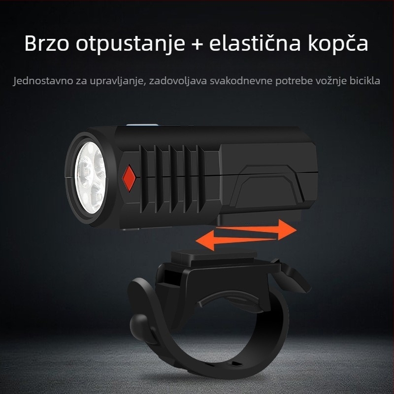 Prednje biciklističko svjetlo s USB-C punjenjem, montaža klikom, za noćnu vožnju na otvorenom.