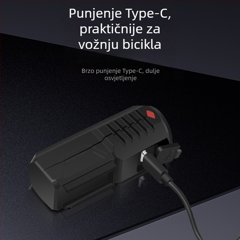 Prednje biciklističko svjetlo s USB-C punjenjem, montaža klikom, za noćnu vožnju na otvorenom.