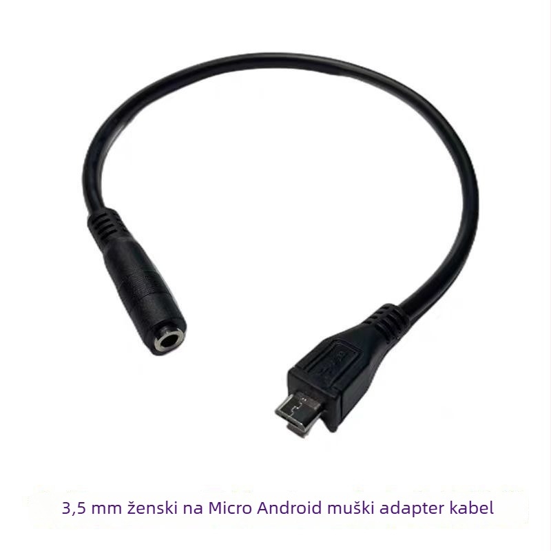 Audio kabel s adapterom 3,5 mm na Micro-B i Micro USB na 3,5 mm ženski priključak; bakreni jezgreni vodič, niklani sloj, UL certifikat; model hzw2387