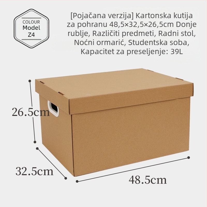 Kutija za preseljenje od kraft papira sa poklopcem – višestruka kutija za odlaganje odjeće i knjiga