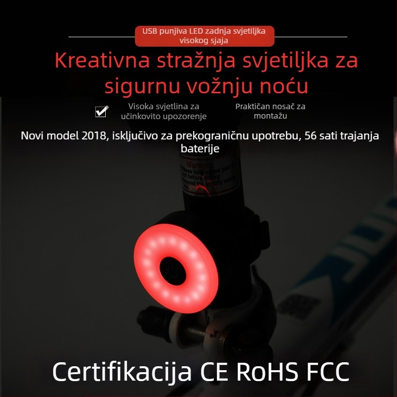 Stražnja svjetiljka za bicikl s USB punjenjem, svjetlo za noćnu vožnju uz upozorenje, svjetlo za kacigu i za trčanje, LED visoke jačine — Brand KETO, prilagodba obrade, licencirana privatna marka