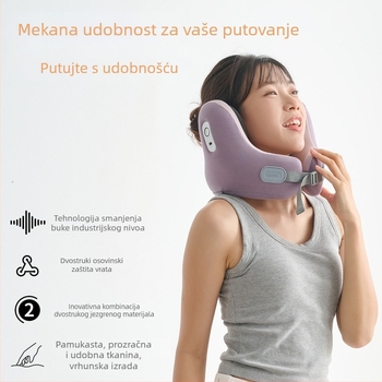 Jastuk za vrat s memorijskom pjenom, U-oblik putni jastučić, navlaka od 100% pamuka, težina 0.5-1.0 kg, modern minimalistički dizajn.