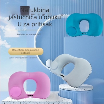 Naduvani jastuk za vrat u obliku U s TPU laminiranom tkaninom, kompaktan za putovanja i odmor u uredu