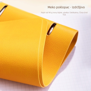 Mekana kožna bilježnica s uklonjivim kućištem, 4 rupe, unutarnji listovi od uvezenog papira, 100 listova (200 stranica)