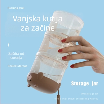 Višeslojna kutija za začine za kampiranje s vodootpornim zatvaračima, od PP plastike, za čvrste začine