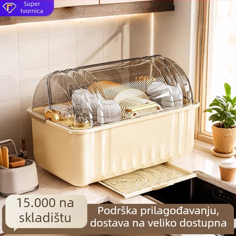 Stolni odvodni stalak za suđe; plastični; stolna instalacija; pogodan za zdjele i tanjure; moderan minimalistički stil