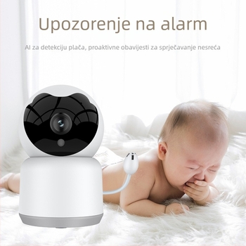 Bežični monitor za bebe s detekcijom plača i umirujućom melodijom, kamera s 3.6 mm objektivom, 0.01 lux, IR doseg 12 m, napajanje 5V2A, detekcija pokreta + push obavijest