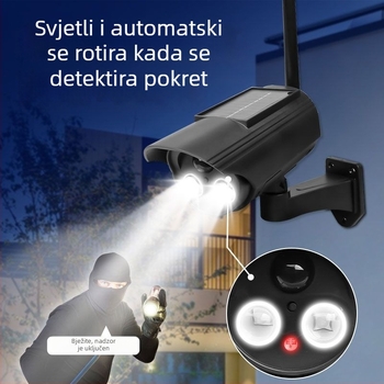 Solarna vanjska lažna sigurnosna kamera s rasvjetom i senzorom pokreta (IP65, ABS)