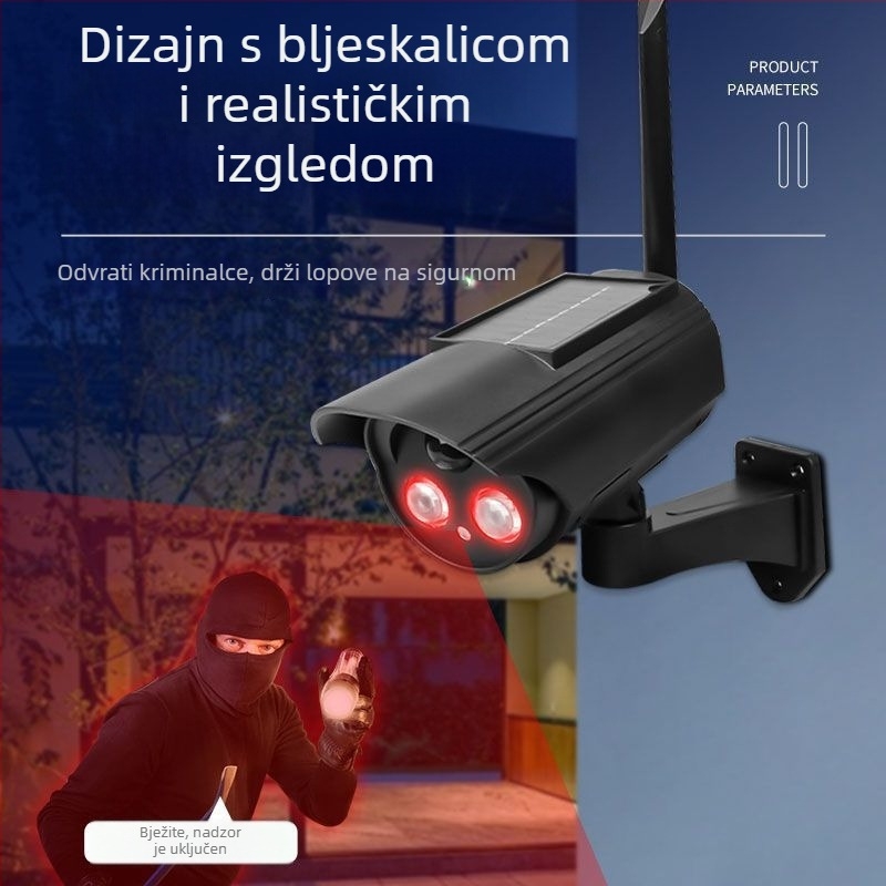 Solarna vanjska lažna sigurnosna kamera s rasvjetom i senzorom pokreta (IP65, ABS)