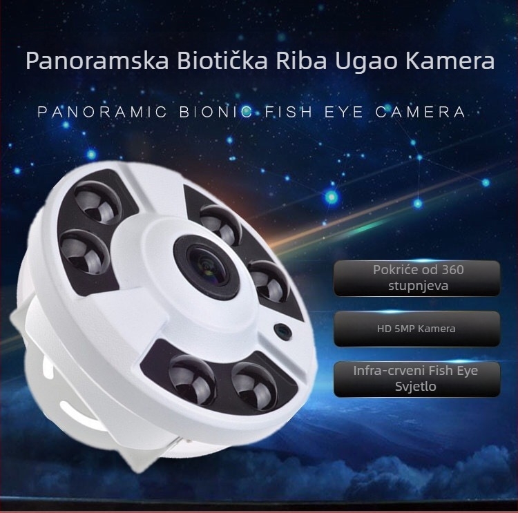 360° panoramska kamera za nadzor s fisheye objektivom (1080p/5MP, POE, IR, metalno kućište)