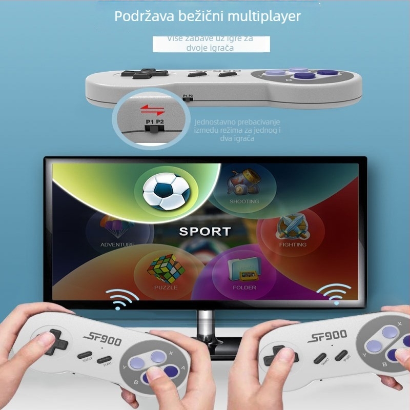 Ming Le SF900 igraća konzola – 16-bit, bežični 2.4G, HDMI izlaz, nostalgičan retro stil, za dva igrača