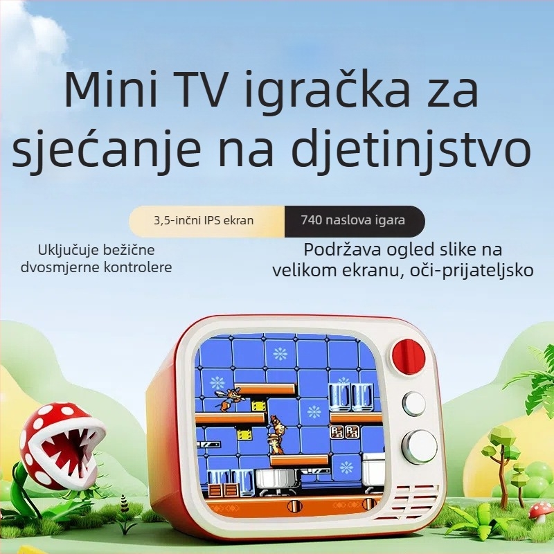 Prijenosna retro igraća konzola s bežičnim dvostrukim kontrolerima, TV/AV izlaz, 512MB RAM, USB sučelje i projekcija zaslona