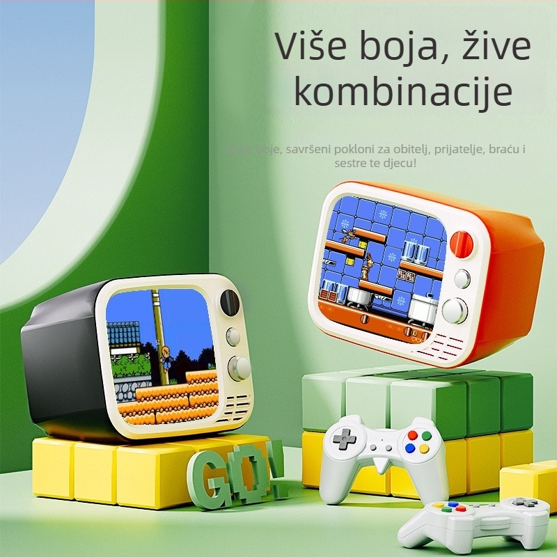 Prijenosna retro igraća konzola s bežičnim dvostrukim kontrolerima, TV/AV izlaz, 512MB RAM, USB sučelje i projekcija zaslona