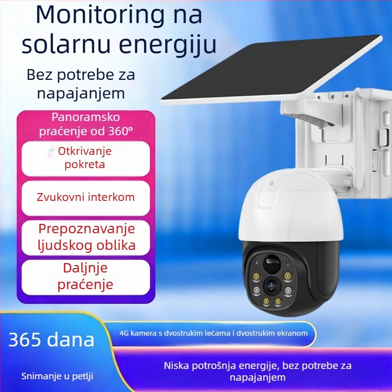 Solarna kamera s WIFI/4G, HD noćni vid, dvosmjerni audio, vanjska upotreba, -20 do 55 °C