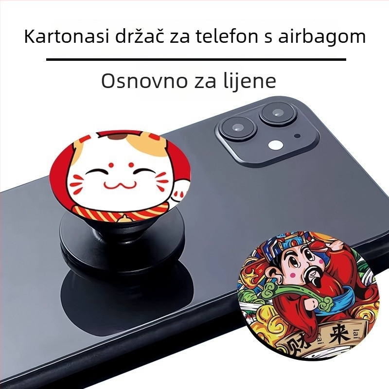 Držač za telefon s airbagom – teleskopski, protiv pada, stolni ljepilo, crtić prsten (Tip: Snap-on; Model: Mobile phone airbag holder; Materijal: Acrylic; Kompatibilne marke: Apple, Google, Huawei, Xiaomi; Kompatibilan model: 16promax)