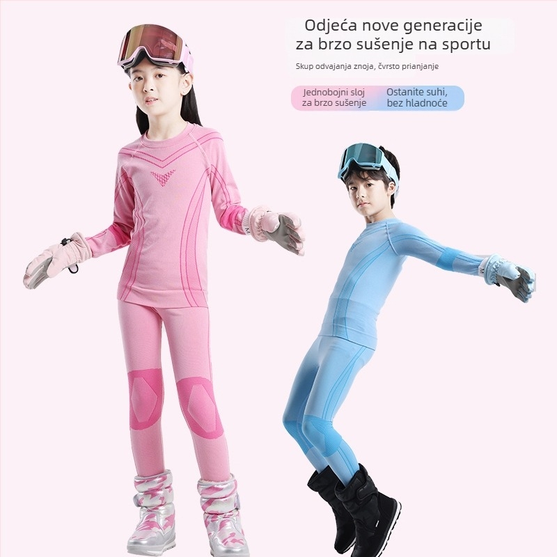 Phibee dječji ski set: brzo sušeća tkanina, odvodi vlagu, poliester, jednobojni dizajn, unisex