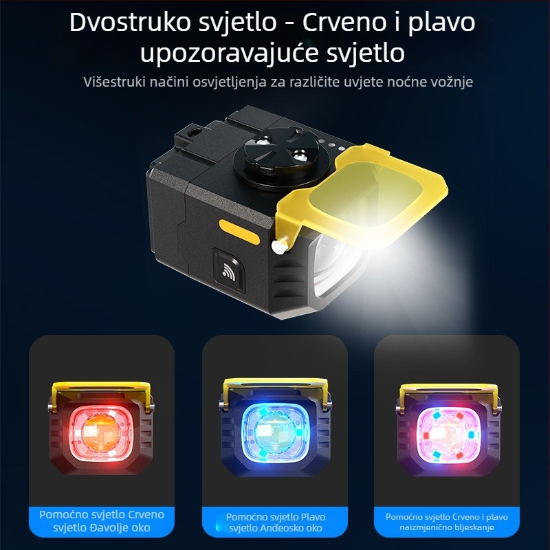 Svjetlo za bicikl za cestovni i planinski bicikl sa visokim i niskim snopom, bežični Bluetooth daljinski upravljač, žuto svjetlo visoke svjetline za noćnu vožnju
