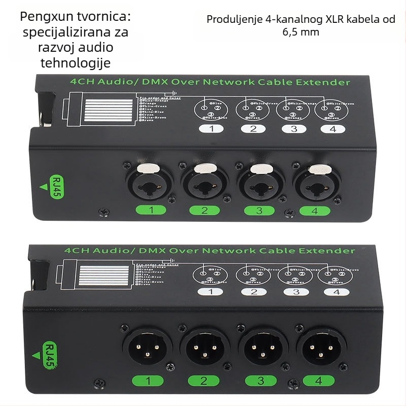 DMX512 4-kanalni hub za proširenje audio linije, model PXDMX5126.5, duljina linije 200