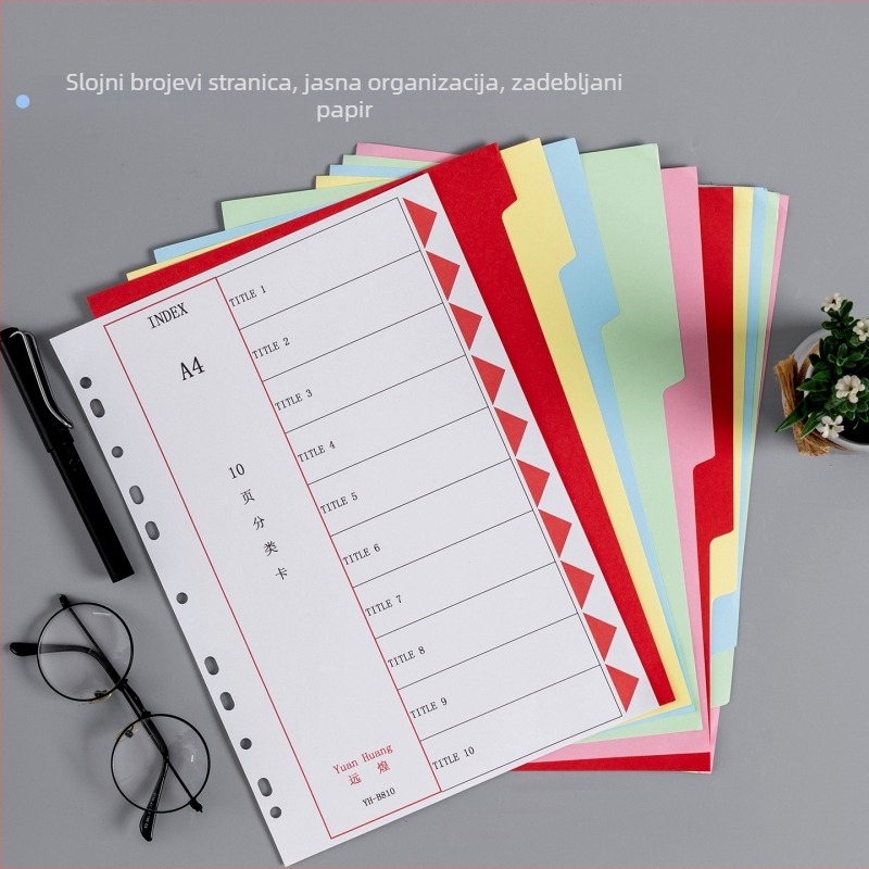 A4 papirnati podijeljeni listovi za džepne mape s papirnim dijelima, zamjenjive nadopune, setovi od 10, 12 ili 31 stranica