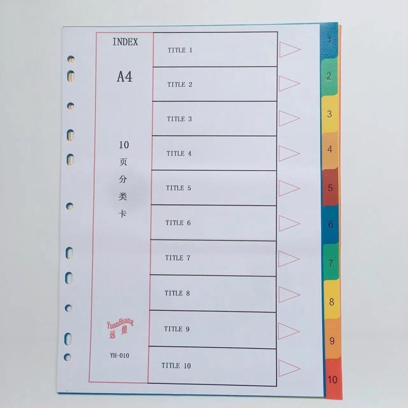 A4 papirnati podijeljeni listovi za džepne mape s papirnim dijelima, zamjenjive nadopune, setovi od 10, 12 ili 31 stranica