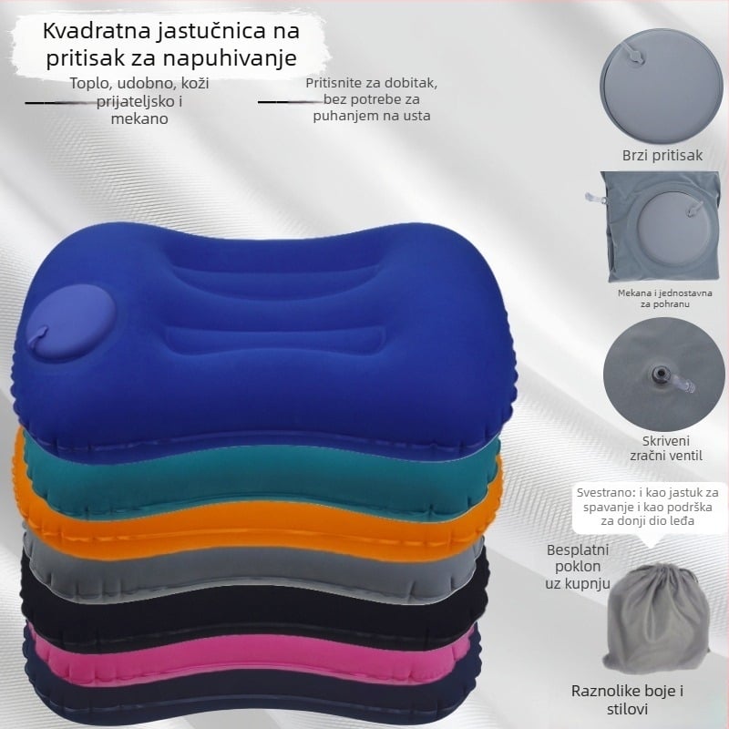 Putnički napuhljivi jastuk, sklopivi, PVC, 16 mm debljina, za odrasle