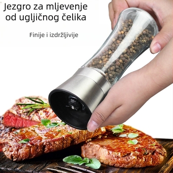 Ručni mlin za papar sa staklenim spremnikom za začine i mehanizmom od karbonskog čelika