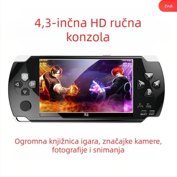 X6 prijenosna konzola za igre s 4,3-inčnim HD kolor zaslonom – Nostalgijski PSP arkadni stil Switch2