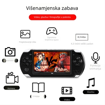 X6 prijenosna konzola za igre s 4,3-inčnim HD kolor zaslonom – Nostalgijski PSP arkadni stil Switch2