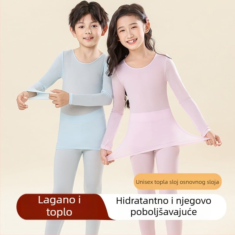 Unisex termalno donje rublje – osnovni sloj od najlon mješavine, 30–50% najlona; tanko platno 101–120 g/m2; okrugli izrez, dugi rukavi, hlače; brzo suši, diše, elastično, zadržava toplinu