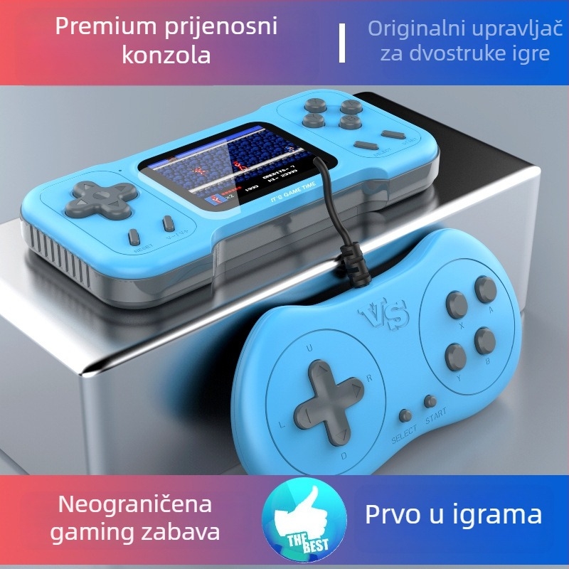Prijenosna retro gaming konzola, 500 u 1, za dva igrača, 8-bitni OS, USB AV izlaz, MP4 player