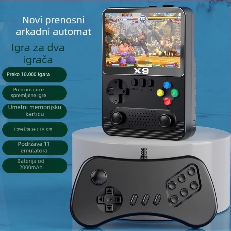 Prijenosna PSP igrana konzola X9, 32GB ugrađene memorije, retro NES arkadna konzola, USB i HDMI priključci, RPG igra