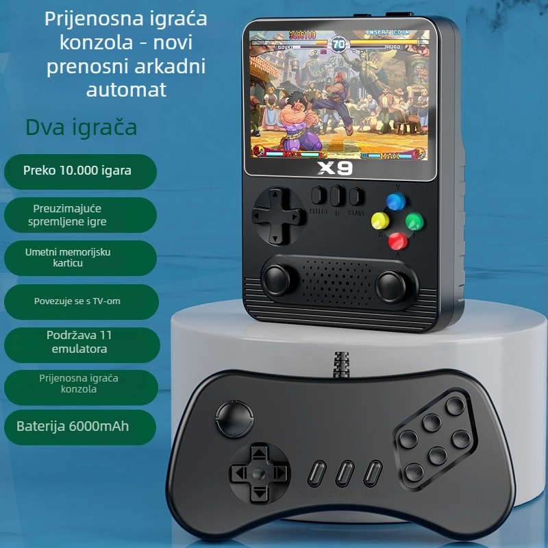 Prijenosna PSP igrana konzola X9, 32GB ugrađene memorije, retro NES arkadna konzola, USB i HDMI priključci, RPG igra