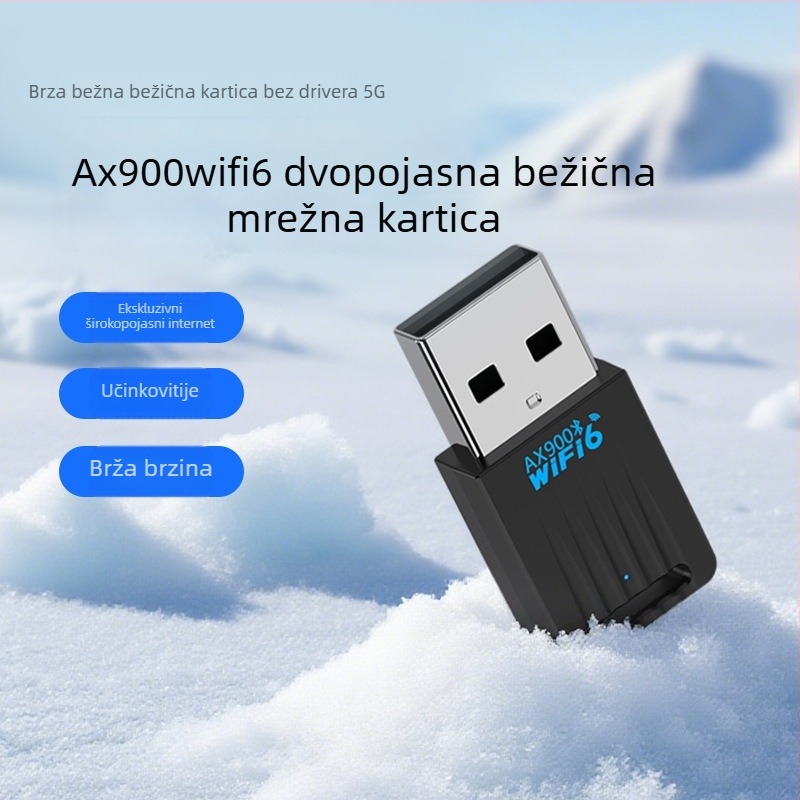 USB WiFi 6 mrežna kartica s Bluetoothom, dvostruke frekvencije 2.4/5.8 GHz, do 900 Mbps, IEEE 802.11a