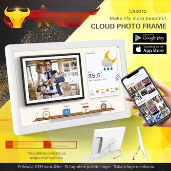 7-inčni ultra-tanki digitalni okvir za fotografije s reprodukcijom videa 1080p, podrška JPEG/JPG/GIF slikama, SD/USB memorija, rezolucija 1024x600