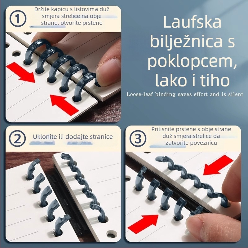 Bilježnica za ispravljanje grešaka za srednjoškolce, s otpadnim listovima, PP omot, Dowling papir 75 g, 100–200 stranica