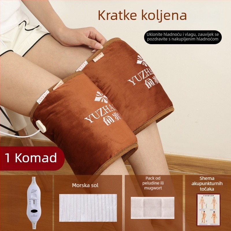 Električna toplinska podloga za koljeno sa morskom soli te toplom kompresijom, inteligentna kontrola temperature, 100W, 220V, 45–65°C, kristalni baršun