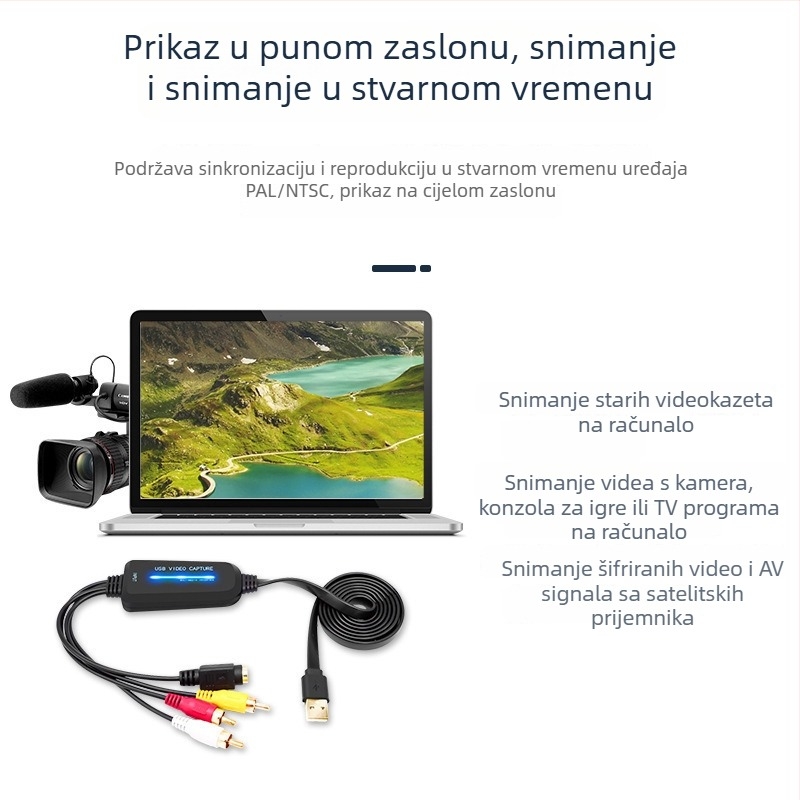 AV kartica za hvatanje videa, jednokanalska, USB 2.0, 720p HD, bez drajvera, plug-and-play, konverter višestrukih standarda