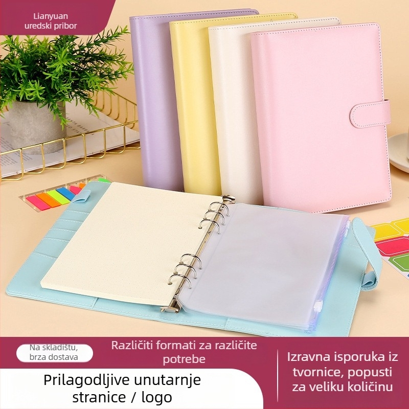 Bilježnica — dizajn inspiriran macarons, PU mekana kožna korica, veza s listovima na izmjenu, Dowling papir, 80 g/m², 100–200 stranica
