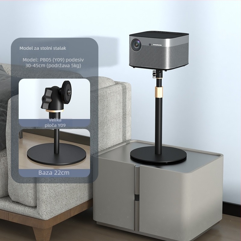 Cine nosač projektora za kućnu upotrebu — zidni ili podni s skrivenim stubom i pločom za stol, kompatibilan s XGIMI, Dangbei i JmGO