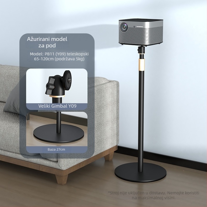 Cine nosač projektora za kućnu upotrebu — zidni ili podni s skrivenim stubom i pločom za stol, kompatibilan s XGIMI, Dangbei i JmGO