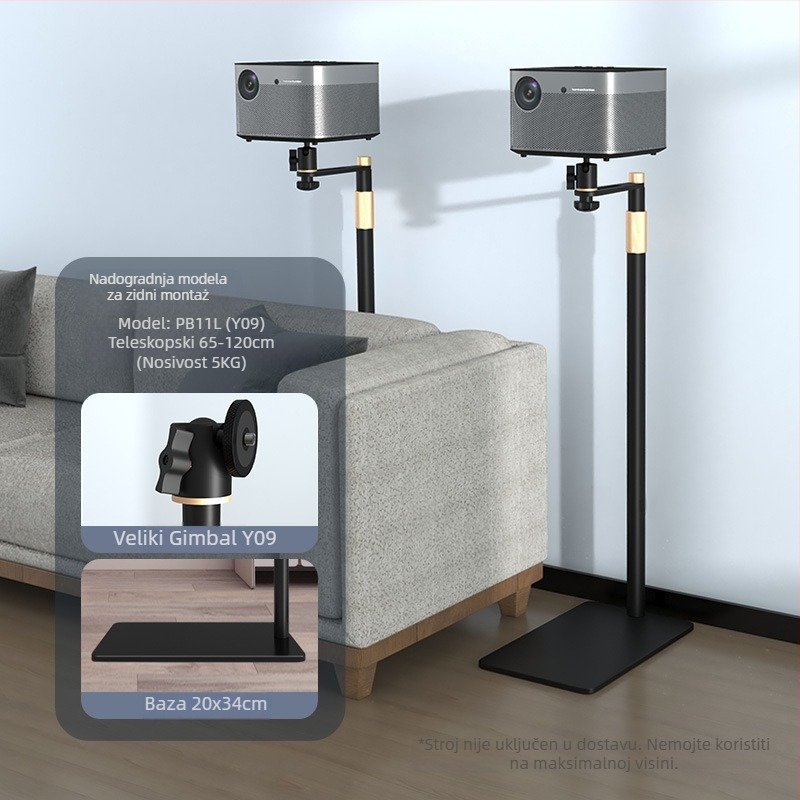 Cine nosač projektora za kućnu upotrebu — zidni ili podni s skrivenim stubom i pločom za stol, kompatibilan s XGIMI, Dangbei i JmGO