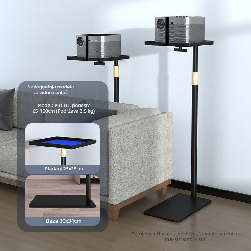 Cine nosač projektora za kućnu upotrebu — zidni ili podni s skrivenim stubom i pločom za stol, kompatibilan s XGIMI, Dangbei i JmGO