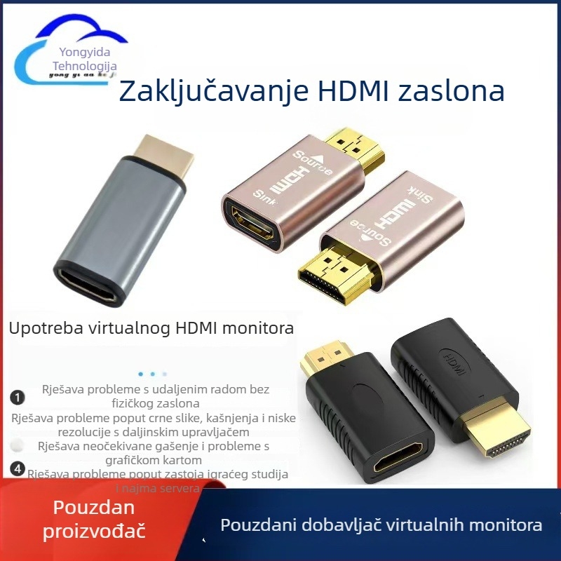 EDID dummy priključak za DP/VGA/DVI – virtualni zaslon, headless grafički spoof, 720p, daljinsko buđenje