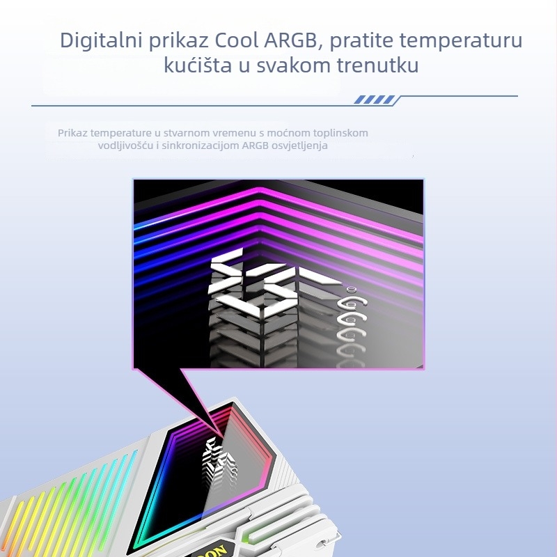 CPU hladnjak s 4 bakrenim cijevima, ARGB rasvjeta, GT400 digitalni prikaz temperature, PWM tih ventilator 800-1800 RPM, hidraulički ležaj