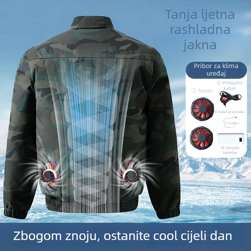 Muška vanjska radna jakna s hlađenjem, kamuflažni uzorak – otporna na habanje i prljavštinu