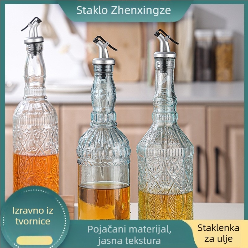 Staklena boca za tekuće začine, moderni minimalistički dizajn, premium kvaliteta