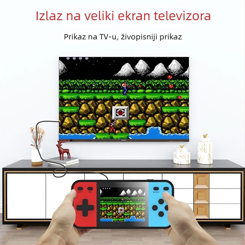 Ručna prijenosna konzola s 600-in-1 retro puzzle avanturom, model Q8, ugrađena memorija, originalni softver za igru, AV izlaz