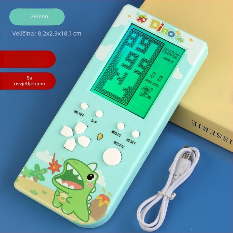 Prijenosna retro igra konzola s Tetrisom, pozadinsko osvjetljenje, USB punjenje, 4GB memorije